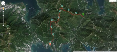 The route as tracked in Runkeeper.