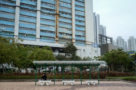 Factory buildings amid the residential blocks.