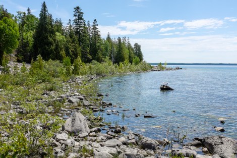 Rock beach at the west end of the island.